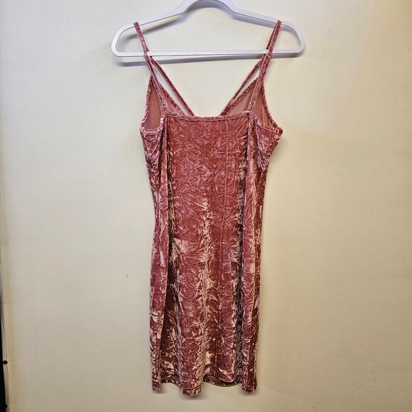 Crushed Velvet Dusty Rose Mini Dress Size M Y2K FairyGrunge Whimsigoth - Picture 3 of 7